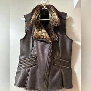 Chocolate Brown MO X Members Only Faux Fur Vest